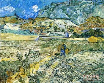 Vincent Van Gogh : Enclosed Field with Farmer Carrying a Bundle of Straw